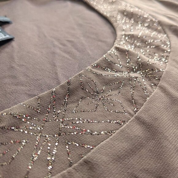 R&M Richards Elegant Brown 2-in-1 Blouse & Cardigan Tunic Evening Set Size 18W - Picture 4 of 10